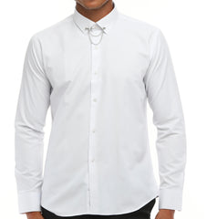 Weißes Hemd mit festgestecktem Kragen für Herren – leicht zu bügelnder Stoff