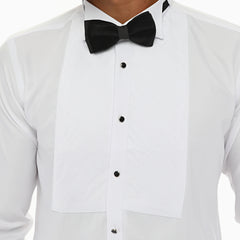 ICONIC CROSS PLEATED - White Tuxedo Shirt With Studs