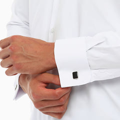 Weiße Hemden mit Manschettenknöpfen für Herren – Leicht zu bügelndes weißes Hemd