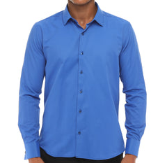 Nachtblaue Hemden mit Manschettenknöpfen für Herren - Einfaches Bügeln Nachtblaues Hemd