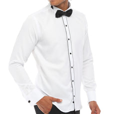ICONIC STRIPE II - White & Black Tuxedo Shirt With Studs