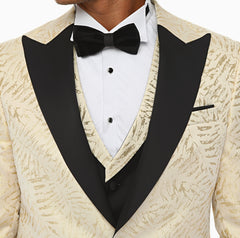 GOLDEN AGE - Golden & Black Satin Jacquard Four Piece Dinner & Wedding Suit
