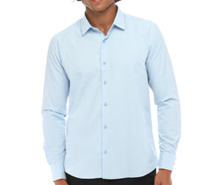 Hellblaue Hemden mit Manschettenknöpfen für Herren - Einfaches Bügeln Hellblaues Hemd