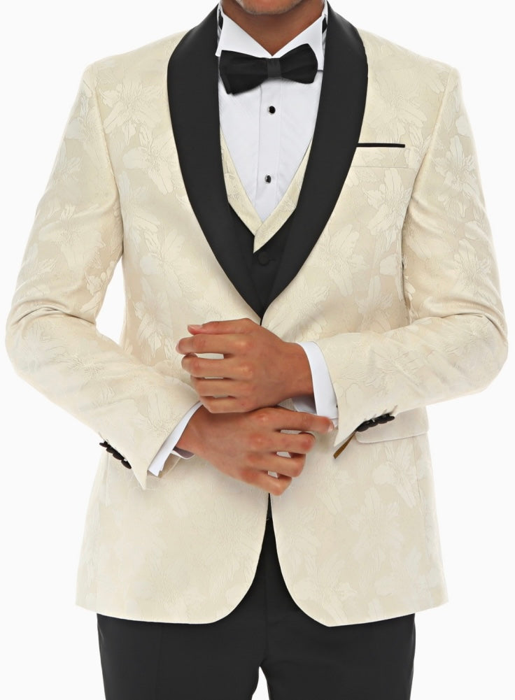 CHARLES’ TOWER - Cream Jacquard Four Piece Dinner & Wedding Suit