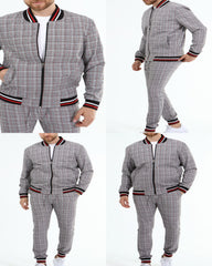 ICONYN GENTLEMAN TRACKSUIT SET - Grey and Red Matched Outwears