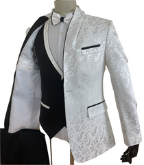 White &  Black Wedding Three Piece Suits